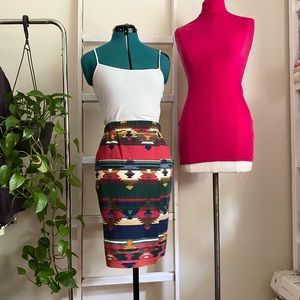 Vintage southwestern print skirt Small